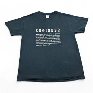 Vintage Engineer Shirt Adult LARGE Black Math Science Problem Solver Definition